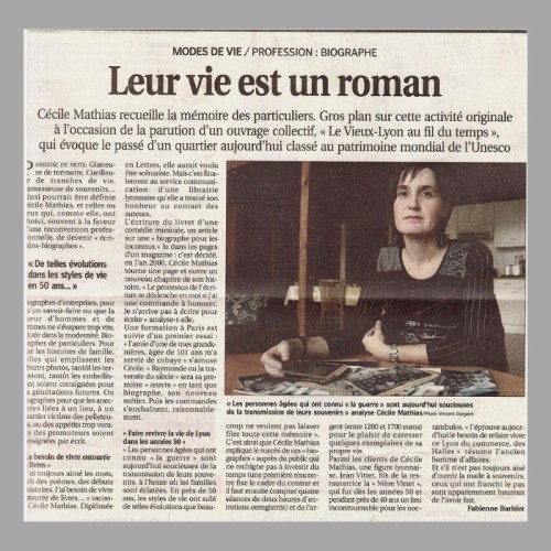 Cécile Mathias, biographe à Lyon